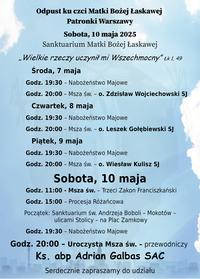 Program uroczystości odpustowych ku czci NMP Łaskawej patronki Warszawy